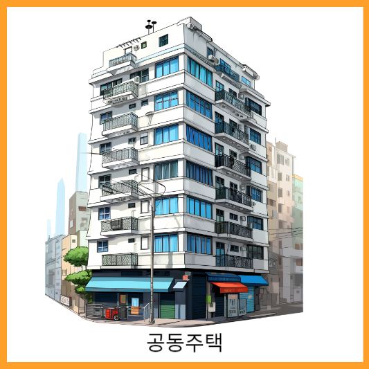 전형적인 공동주택으로 발코니가 있고 1층에는 근생매장이 자리잡고 있는 모습이다.