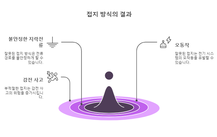 접지(Earthing 또는 Grounding)는 전기설비의 이상전압이나 누설전류, 낙뢰 등으로부터 인체와 설비를 보호하기 위한 중요한 보호 기술이다. 접지 방식은 전기설비의 종류와 운영 목적, 그리고 통신·제어시스템과의 연동 여부에 따라 적절하게 선택되어야 하며, 잘못된 접지 방식은 오히려 지락전류의 경로를 불안정하게 하거나, 오동작을 유발하고, 감전 사고를 유발할 수 있다.